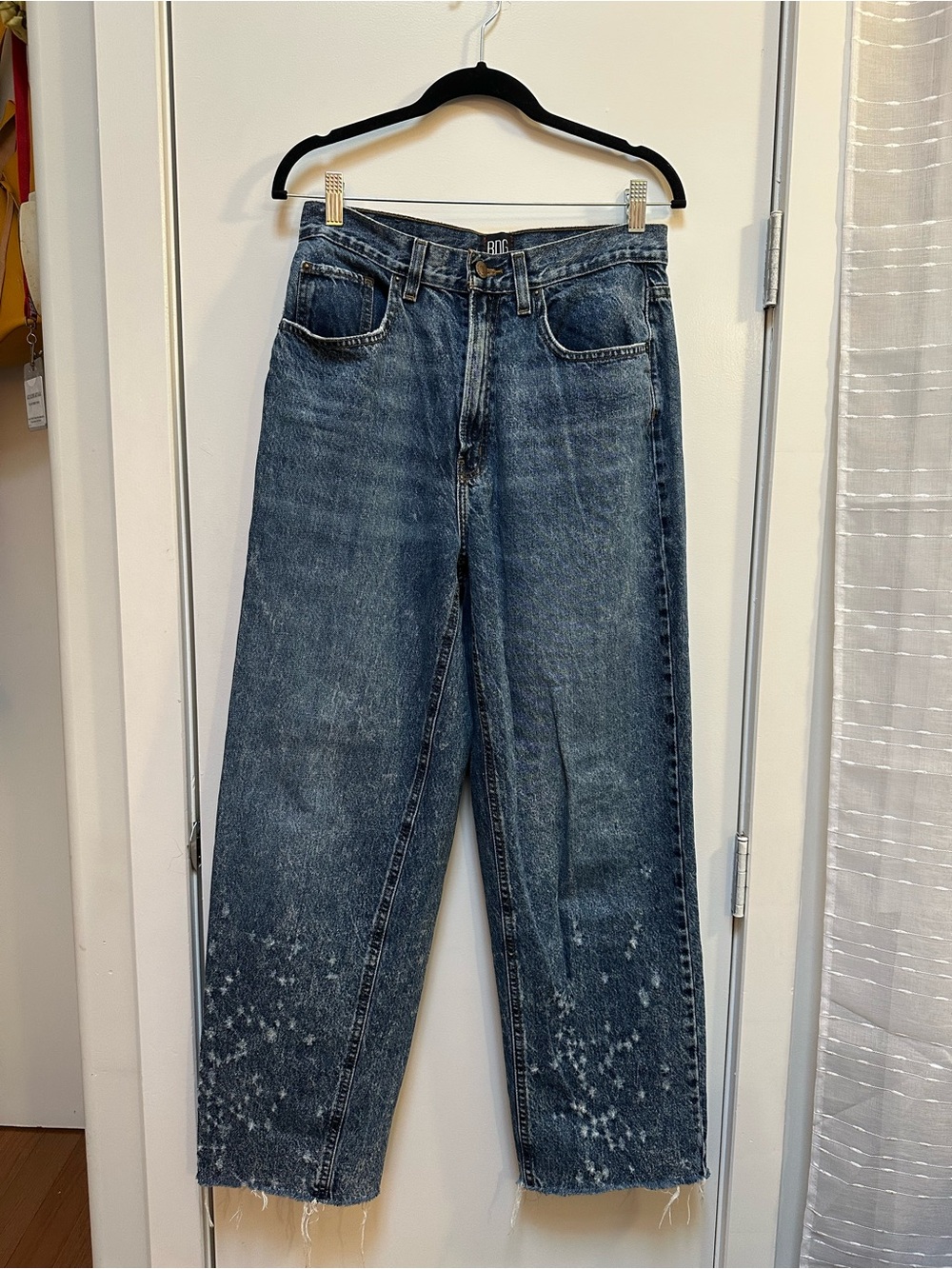 BDG High-Rise Distressed, Baggy Jeans in Blue Wash